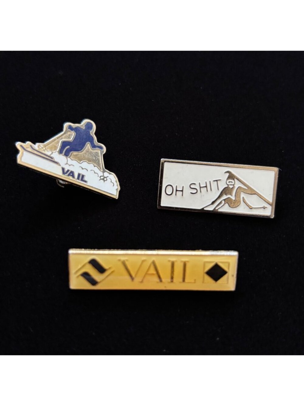 Vintage Pin Lot Vail Ski Resort Collectible Enamel Set Snowbird Humor Rare Retro